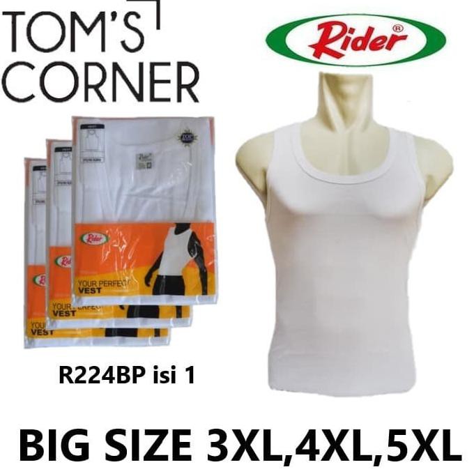 Singlet Rider Big Size | Jumbo 3Xl, 4Xl, 5Xl | Kaos Dalam Pria | Putih - Putih, 3Xl