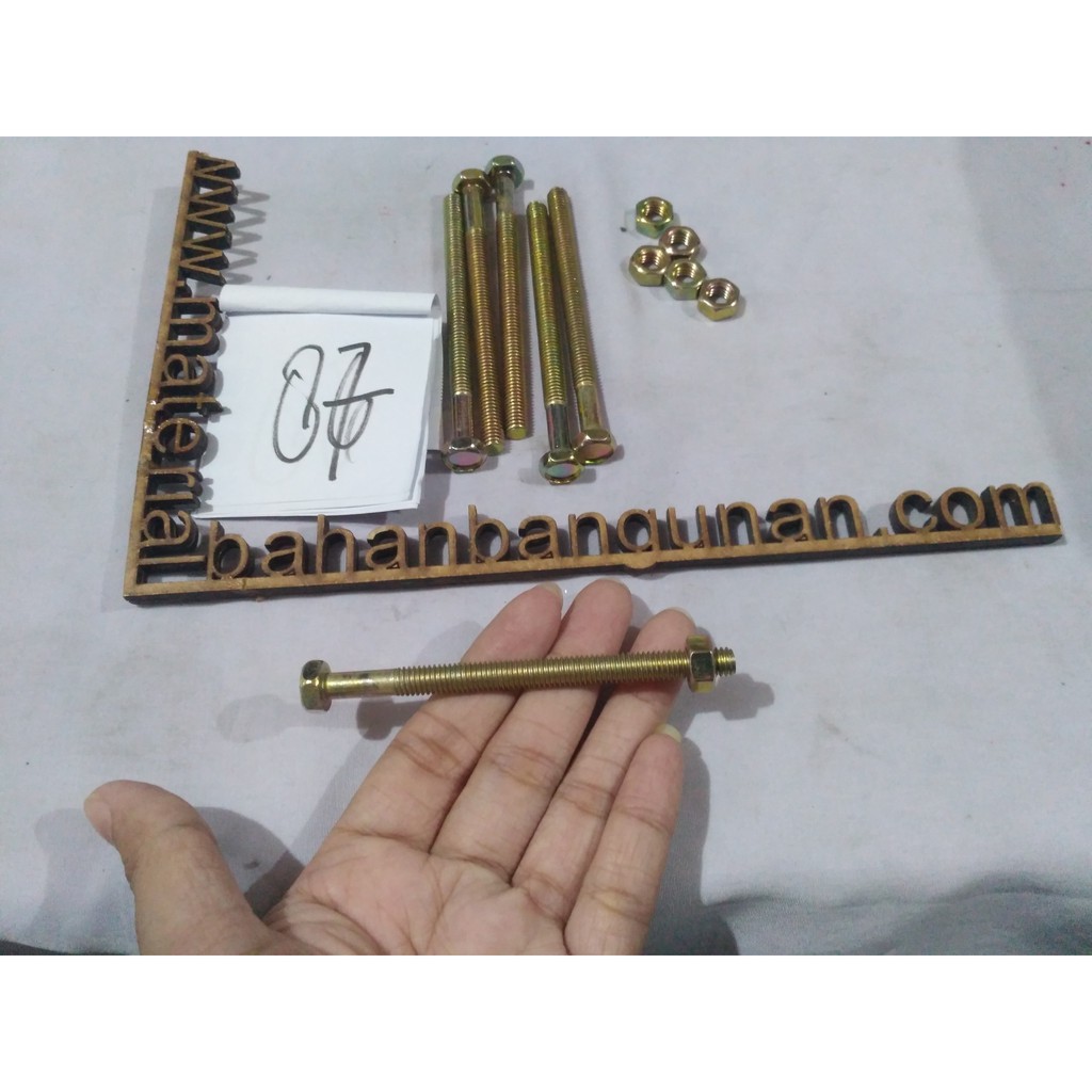 Baut Mur kuningan diameter 6 mm panjang 7.5 cm kunci 10 6 m x 75mm DISKON7