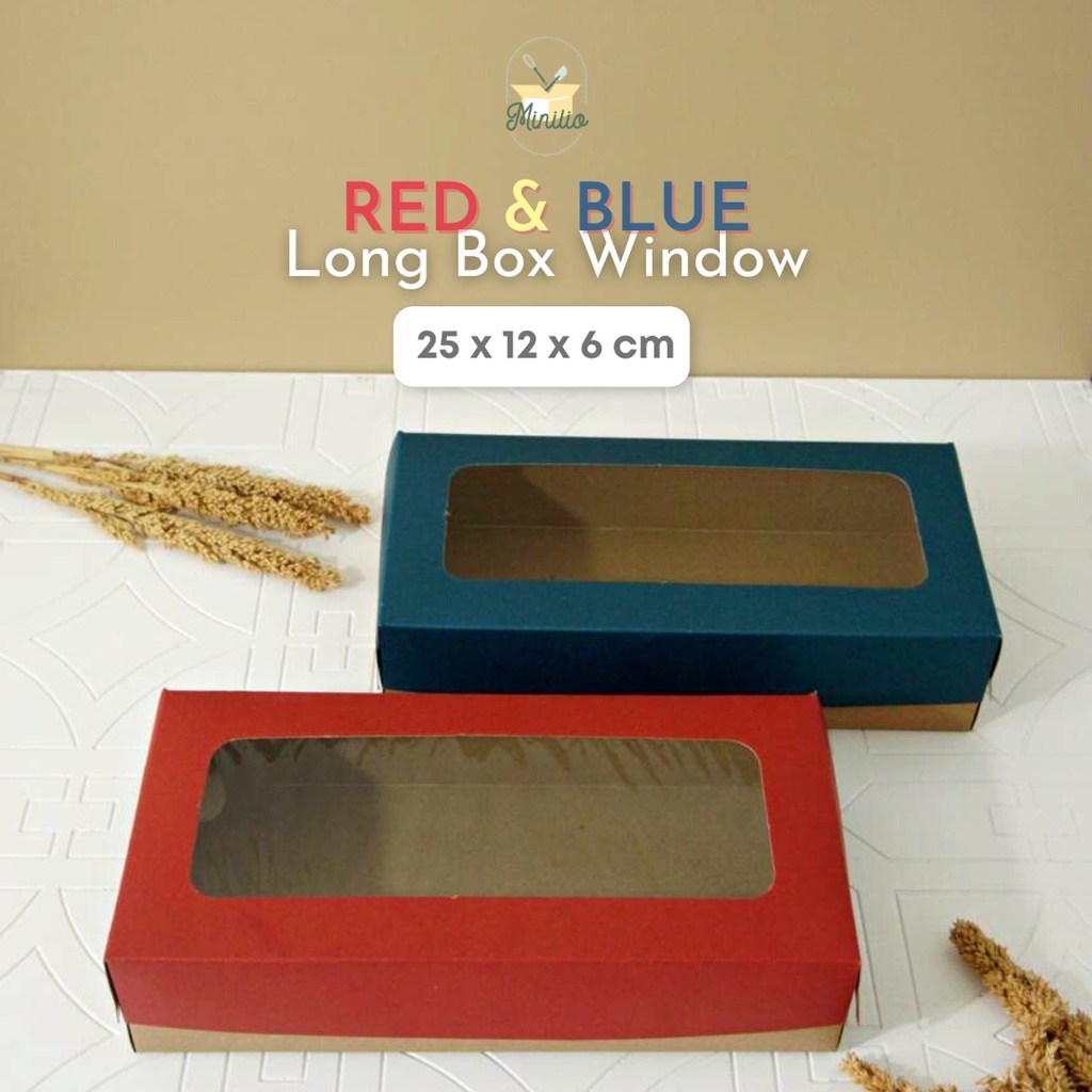 

KRAFT SOUVENIR KARDUS / BOX COKLAT DOS DUS KOTAK LONG BOX SPIKU ROTI MERAH dan BIRU CNY (RED&BLUE) - isi 10 pcs