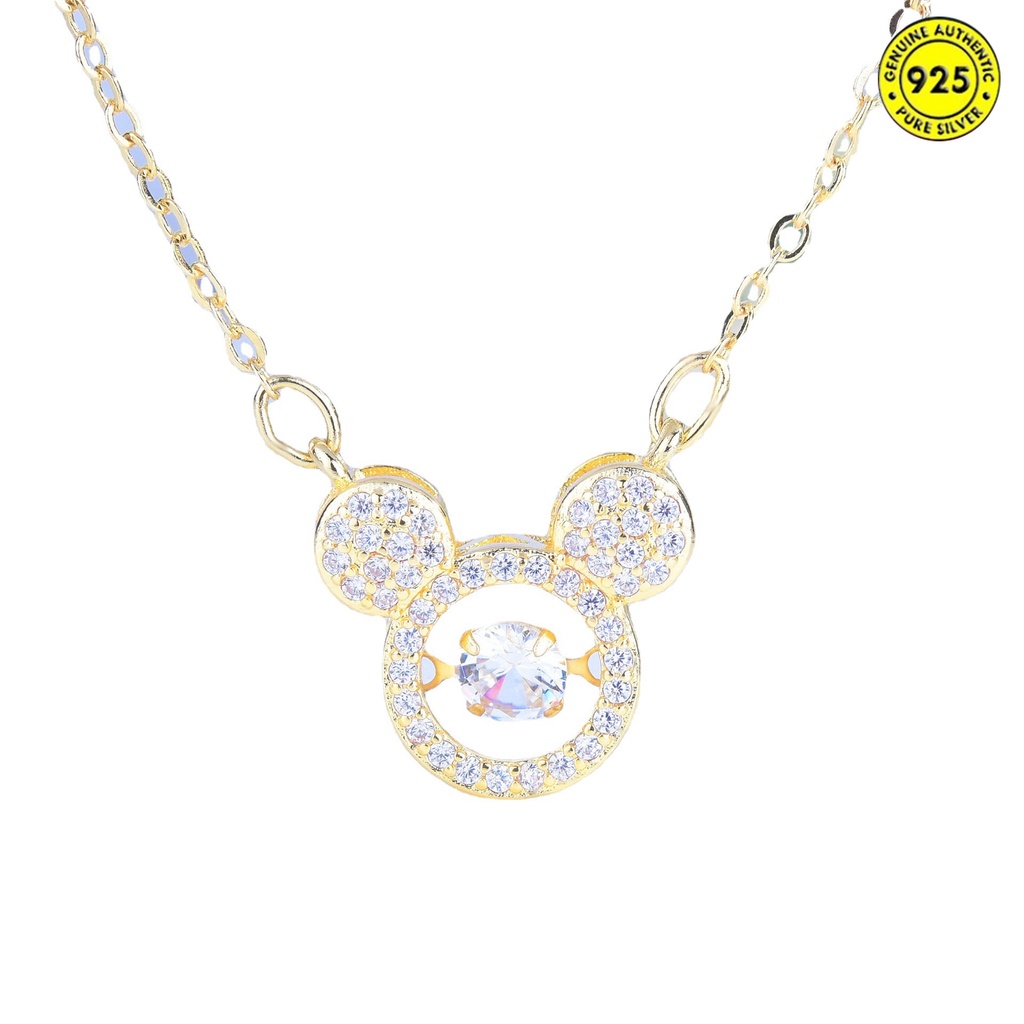 Kalung Rantai Dengan Liontin Mickey Mouse Hias Berlian Imitasi Untuk Wanita