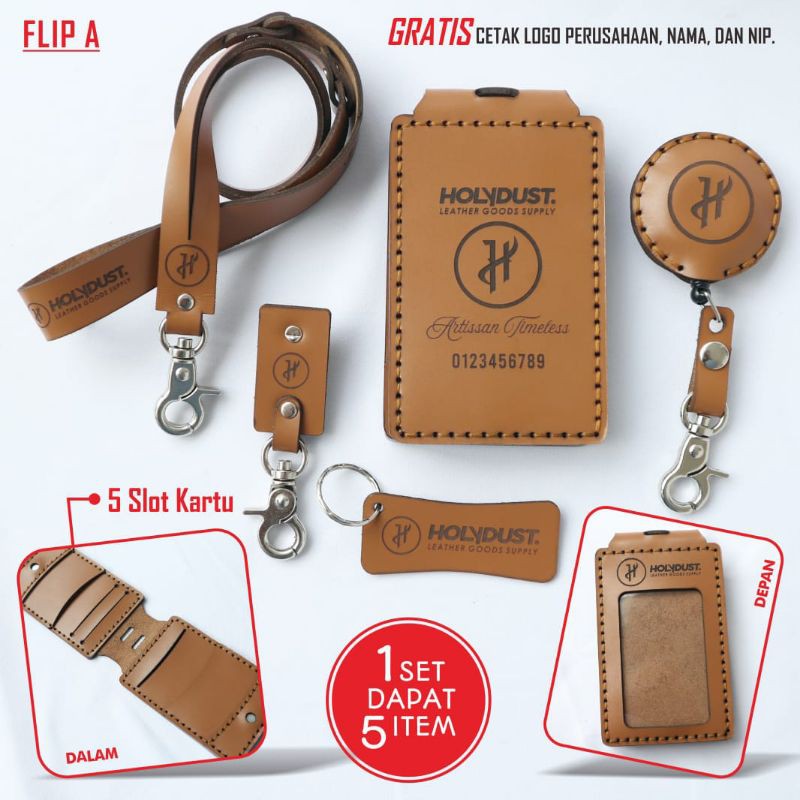 

Nametag Flip magnet kece kulit asli 100%