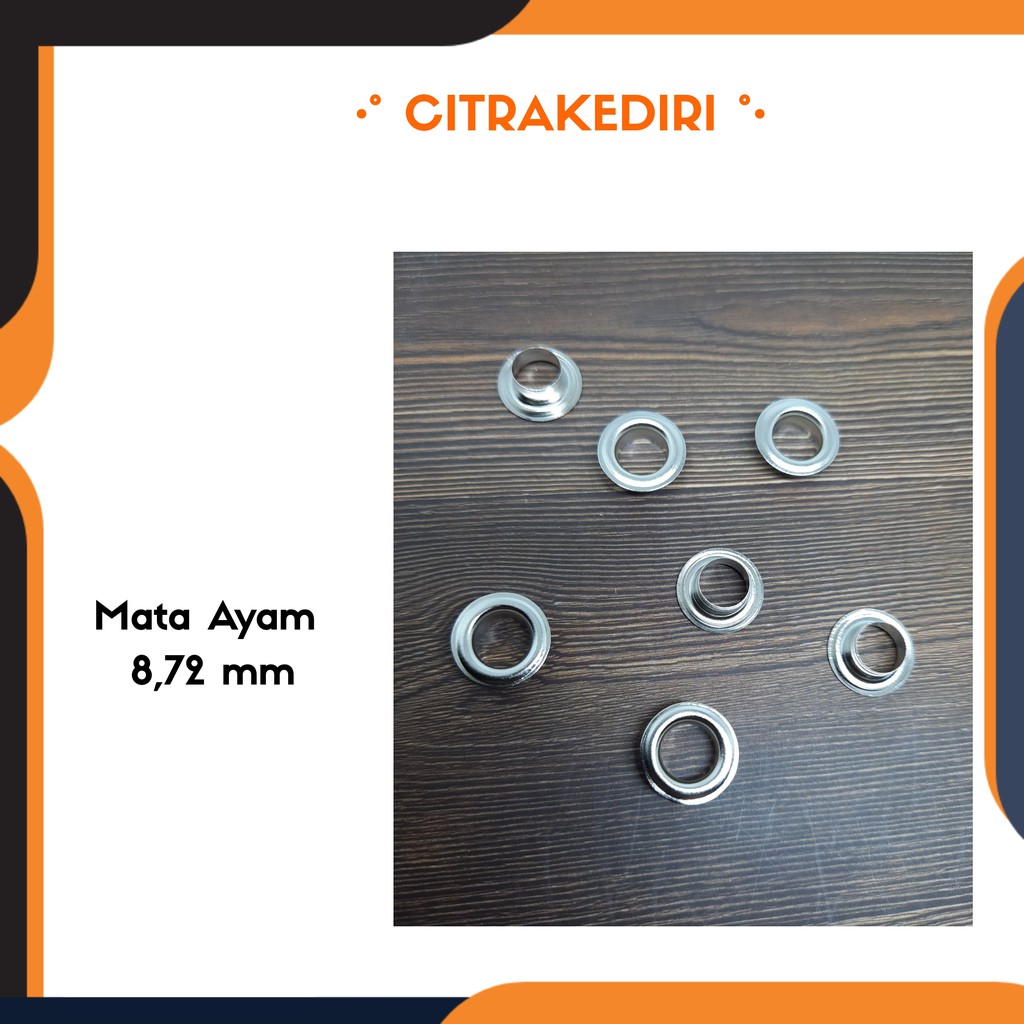 Mata ayam/ Mata sapi Nikel eyelet korden gorden kerajinan tangan 8.72 mm(20biji)