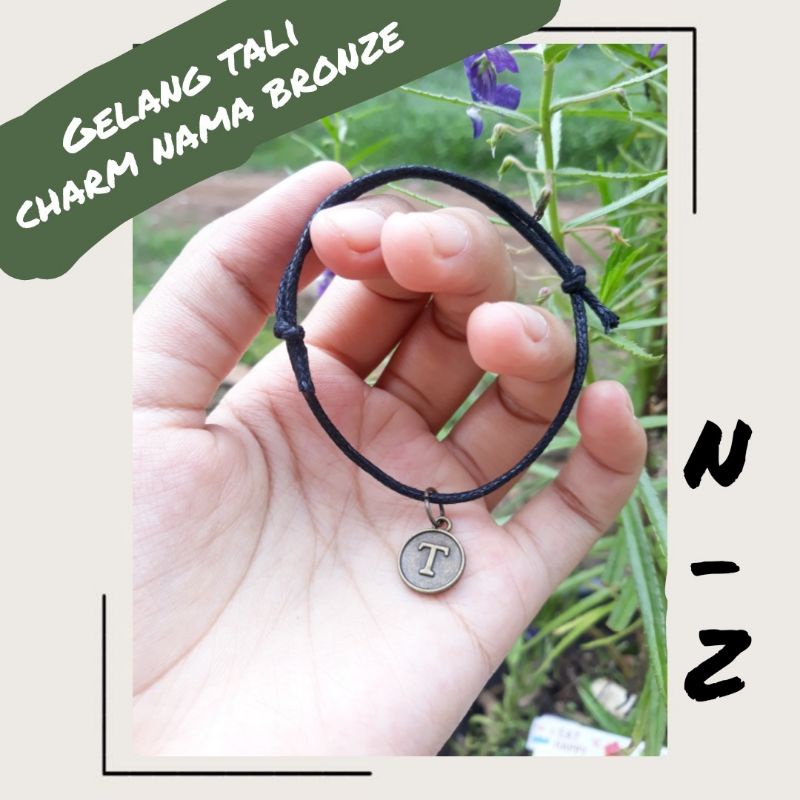 (COD)Gelang tali huruf bronze bulat gelang tali couple inisial nama gelang vintage