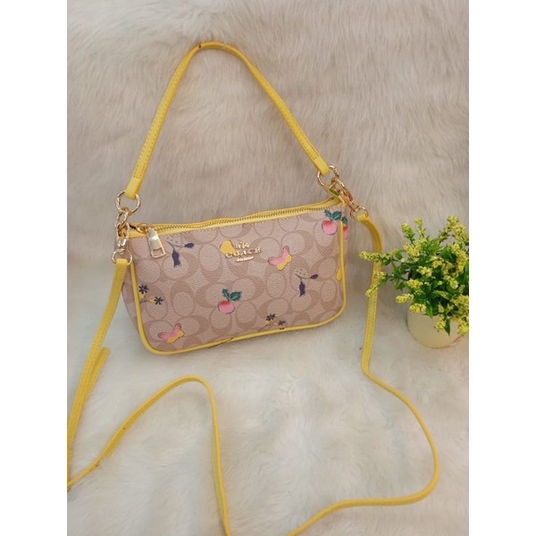tas fashion import, tas branded  motif coach messico blossom slingbag co 2737-1, coach selempang