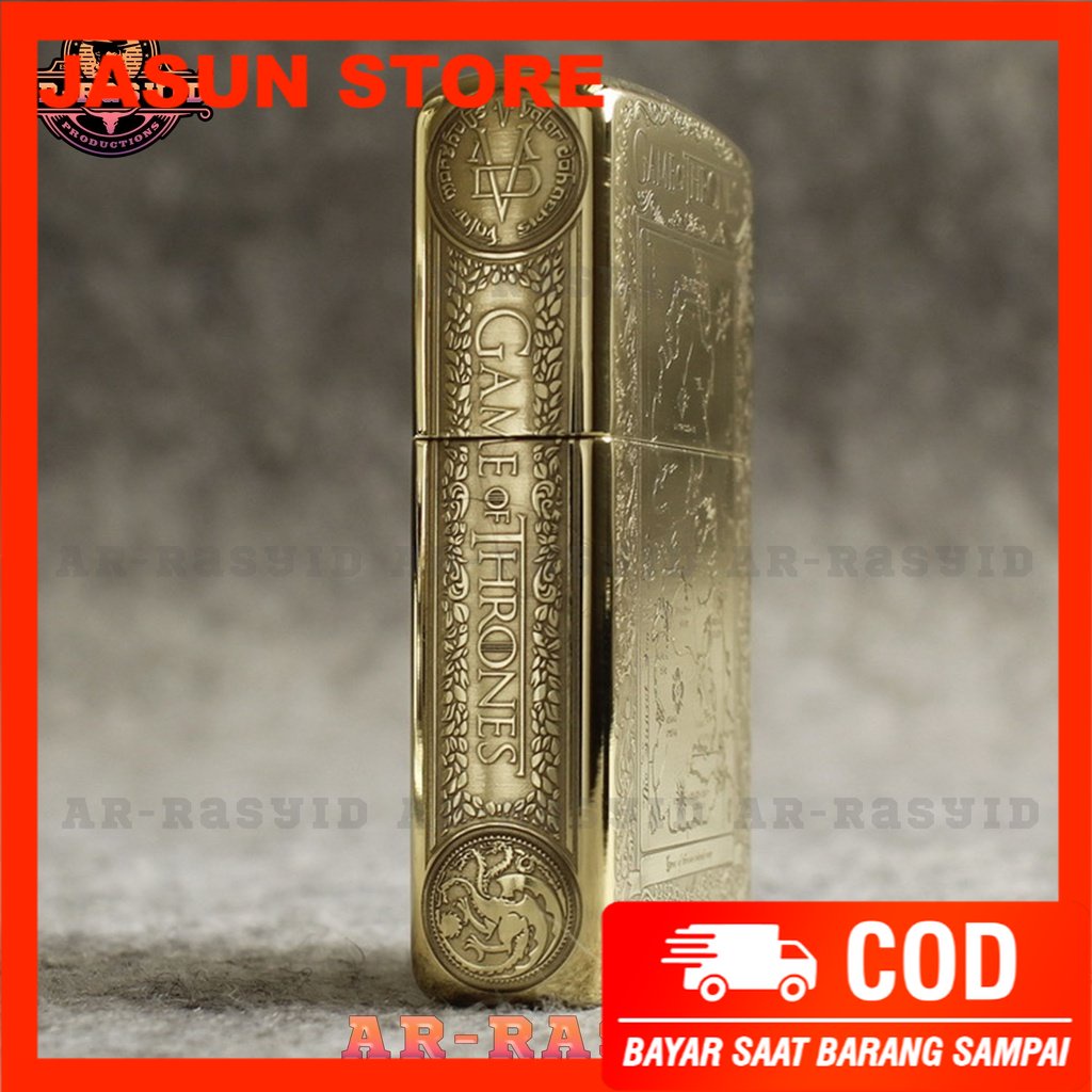 Korek Api Minyak Zippo Gold Ukir Motif Game Of Thrones 168 3962-13