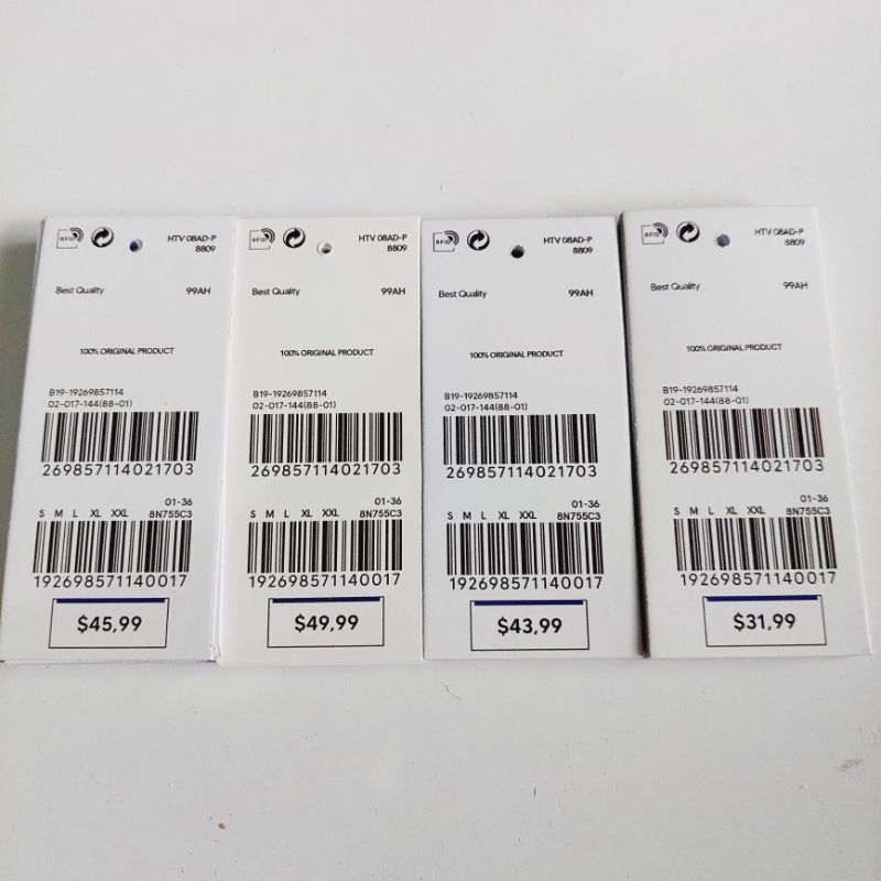 

hangtag label baju 4x9 2 barcode hang tag handtag handstag hentek price tag lebel merek baju label baju ready stok