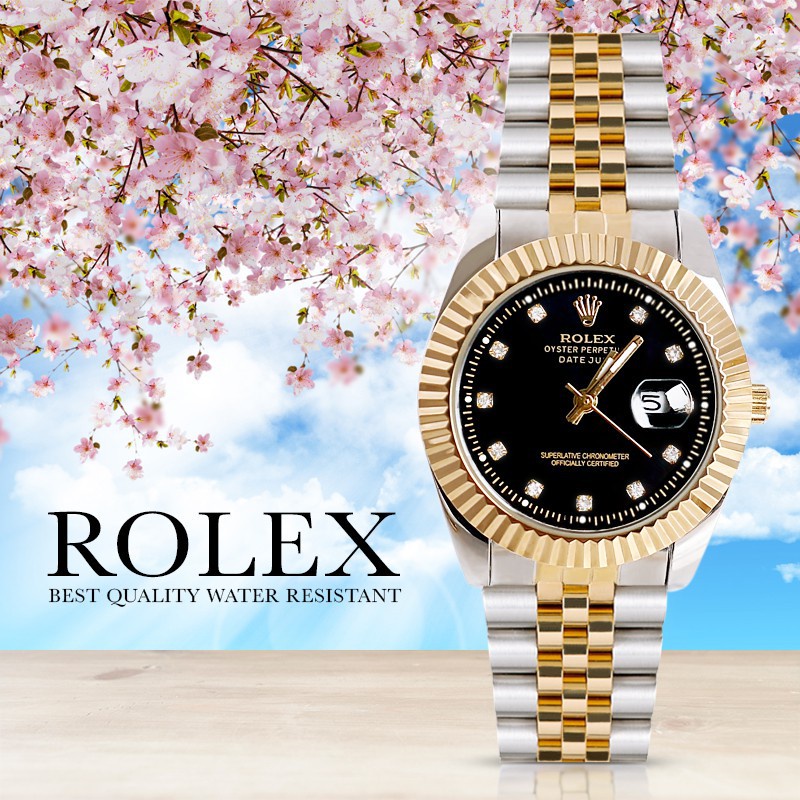 jam tangan ROLEX pria rantai gold
