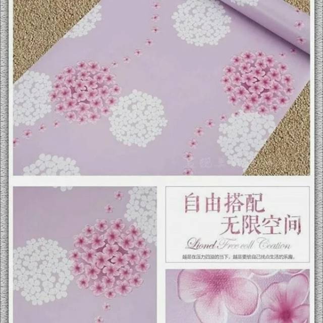 WALLPAPER DINDING MOTIF DENDALION PINK 10m x 45cm