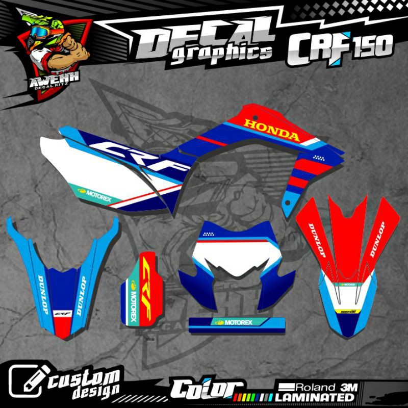 DECAL CRF 150 NEW CRF L BIRU MERAH