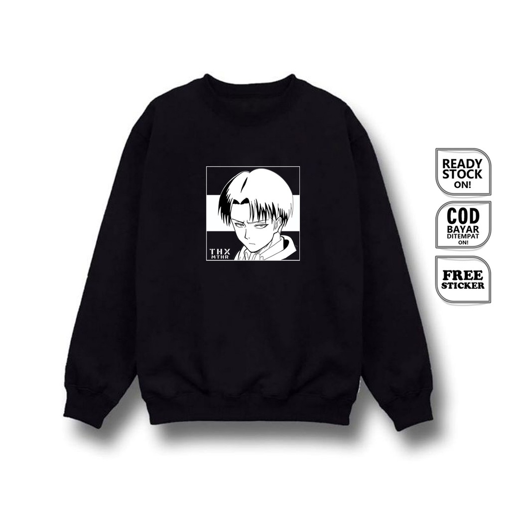 SWEATER CREWNECK LEVI ACKERMAN SNK PASUKAN SHINGEKI NO KYOJIN ATTACK ON TITAN RIVAILLE ANIME MANGA