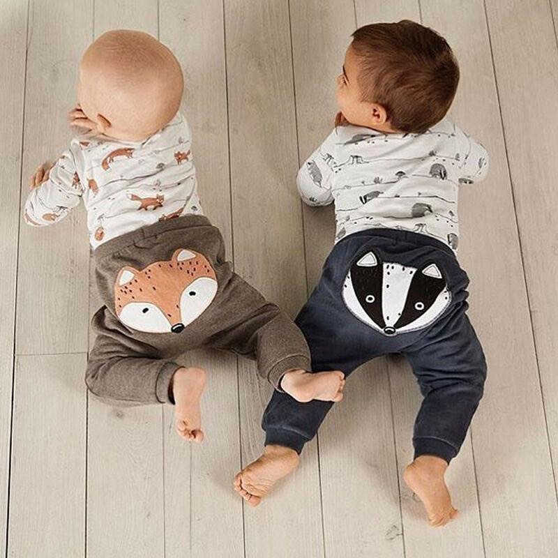 FOX AND BADGER SUIT by Babybeb (ber SNI) / BEAR CUB Baju Setelan Kaos Celana Pergi Jalan Lucu Fashion Anak Bayi Cowok Laki Terlaris Lucu