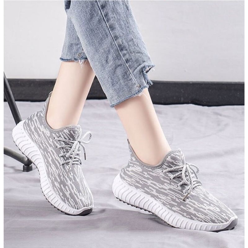 MKT  ,SEPATU WANITA IMPORT KOREA, SNEAKERS WANITA CASUAL SW14-Light Gray Loreng