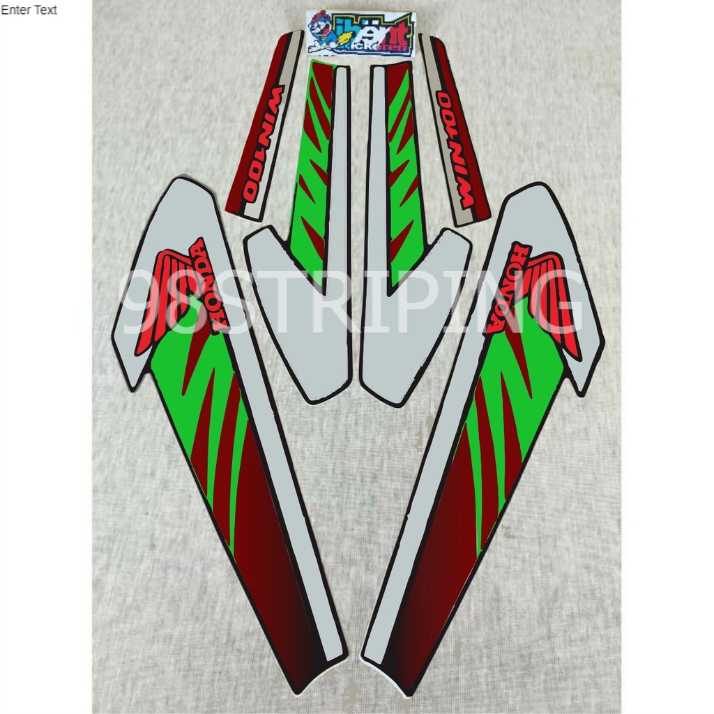 STIKER STRIPING LIS STANDAR ORI HONDA WIN100 WIN 100 MERAH HIJAU TAHUN 1996 1997
