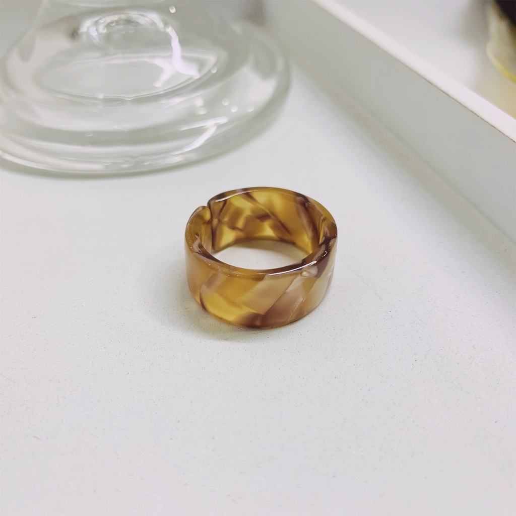 Huluboy Cincin Adjustable Bentuk C Bahan Resin Tebal Warna-Warni Untuk Pesta