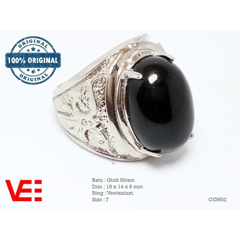 VeE Cincin Pria Batu Giok Hitam - Batu Akik CGH02