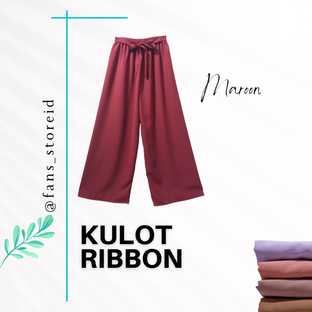KULOT RIBBON TALI KASUAL KOREAN STYLE PREMIUM-Maroon