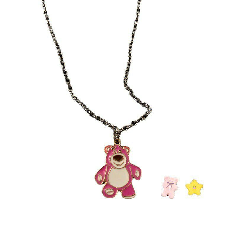 WB285 Kalung Pink Bear Beruang Pink Lotso