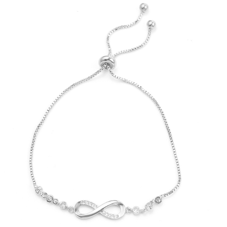 Gelang Serut Wanita Lapis Warna Emas Pita Infinity Kristal Permata Korea Dalika-5