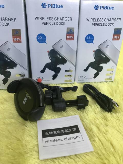 Car Holder Wireless Charger Bracket PiBlue UP-9 / Wireless Cas / Jepit AC mobil / ios android