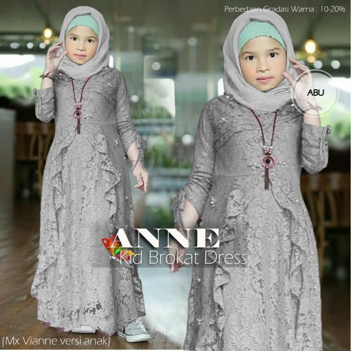 gamis anak kids anne grey brokat