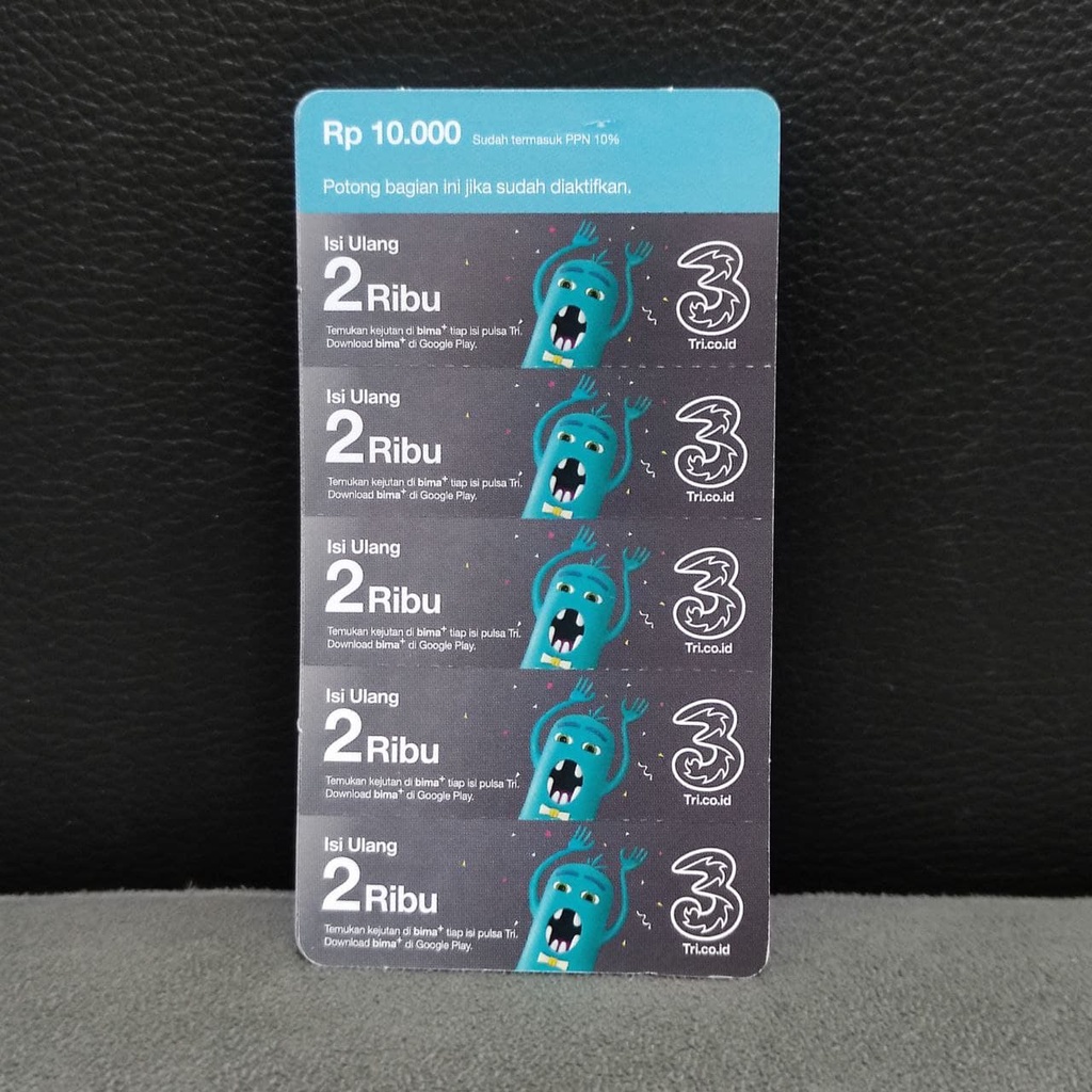Voucher Tri Three Kosongan Bahan Pulsa 2K