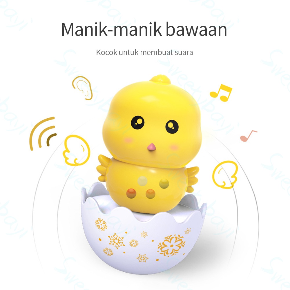 Sweetybayi Mainan bayi anak Mainan tumbler bentuk kartun dengan bunyi