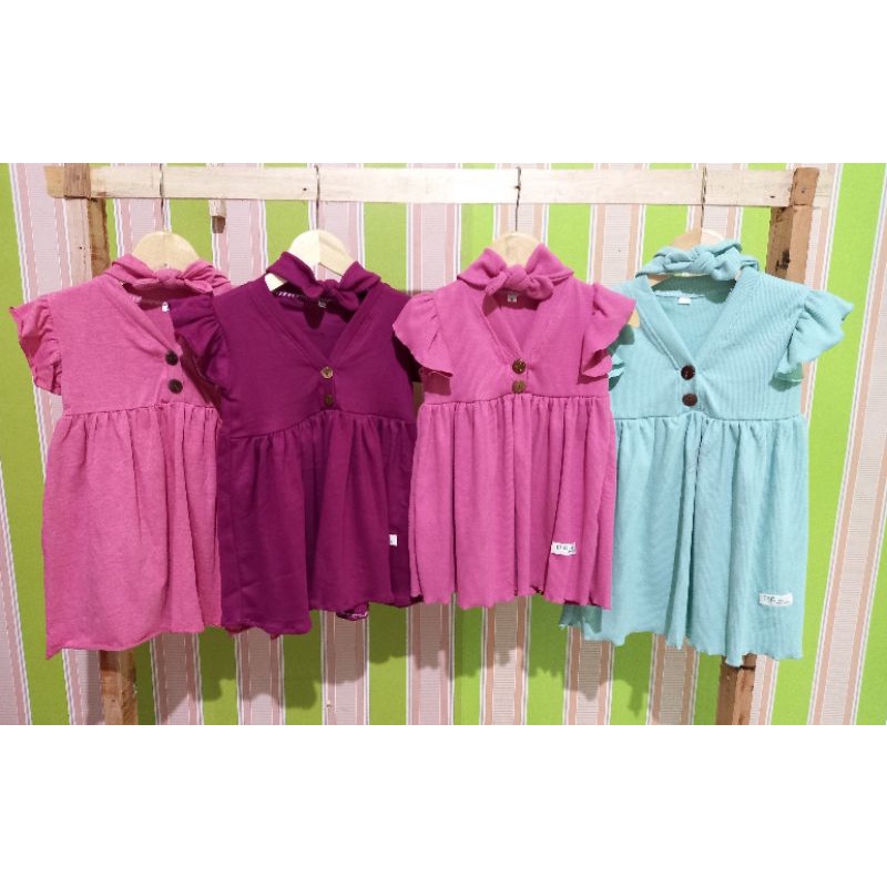 Dress anak perempuan bandana dress bayi dress anak free bandana dress anak