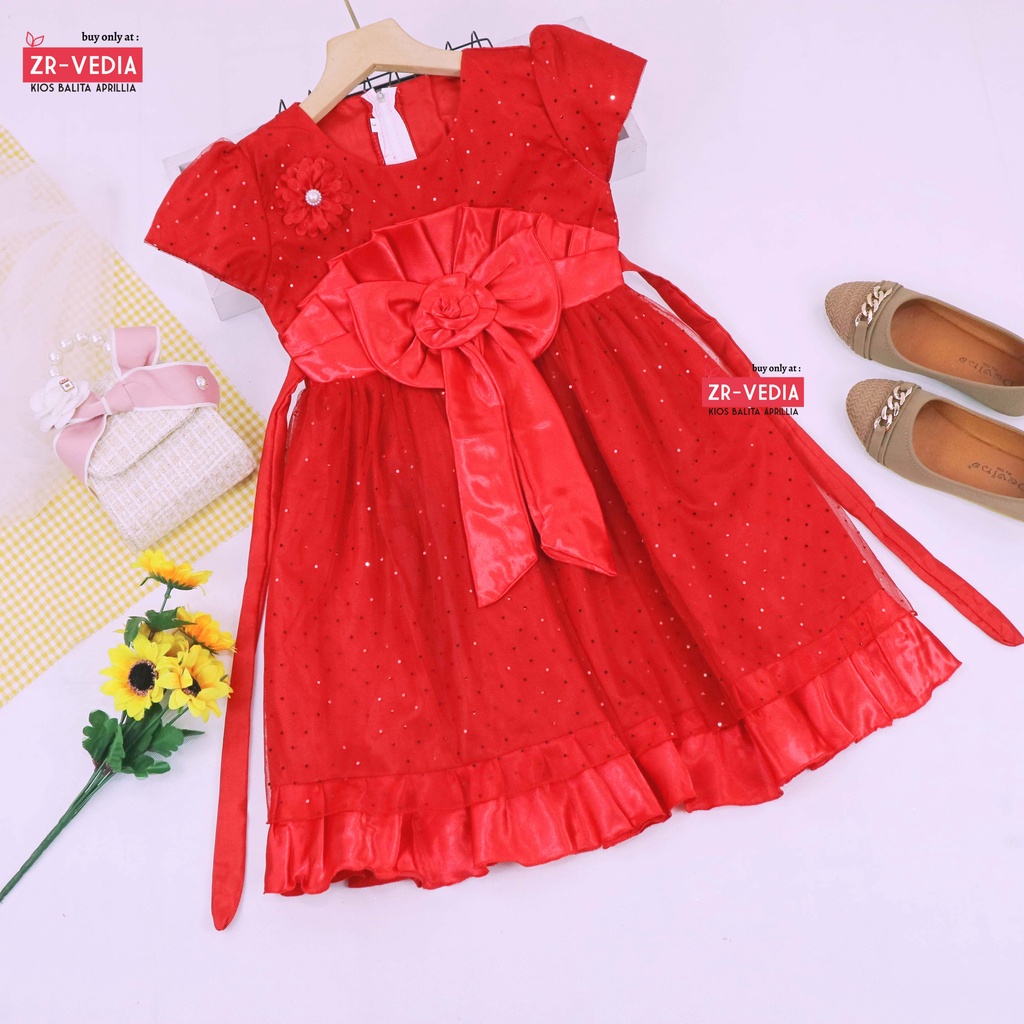 Gaun Princess uk 5-7 Tahun / EXPORT Quality Premium Baju Anak Perempuan Dress Polos Natal Branded