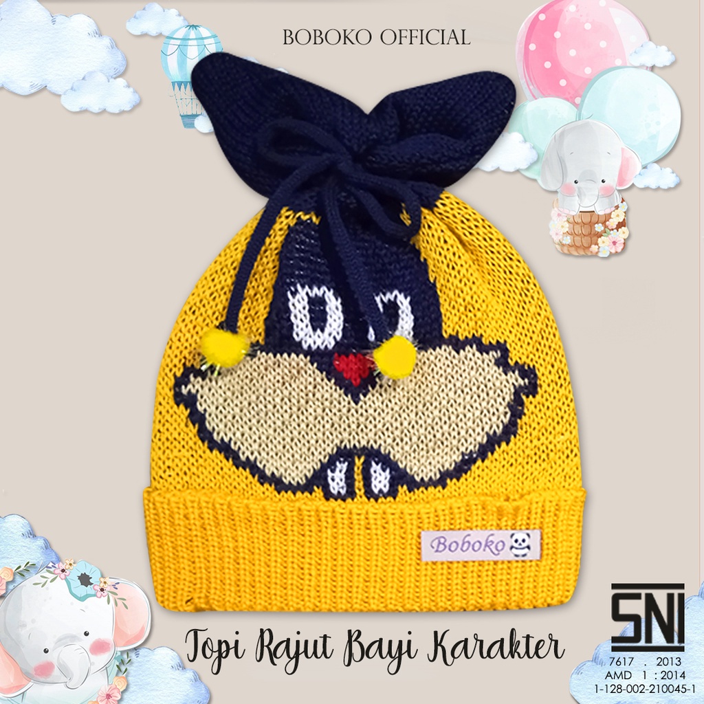 BOBOKO Topi Bayi Rajut Karakter 0-5 bulan motif kelinci