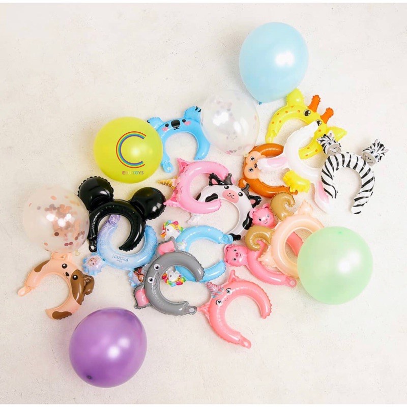 INFY - Balon bando karakter binatang / animal head band balon bando ulang tahun anak R489