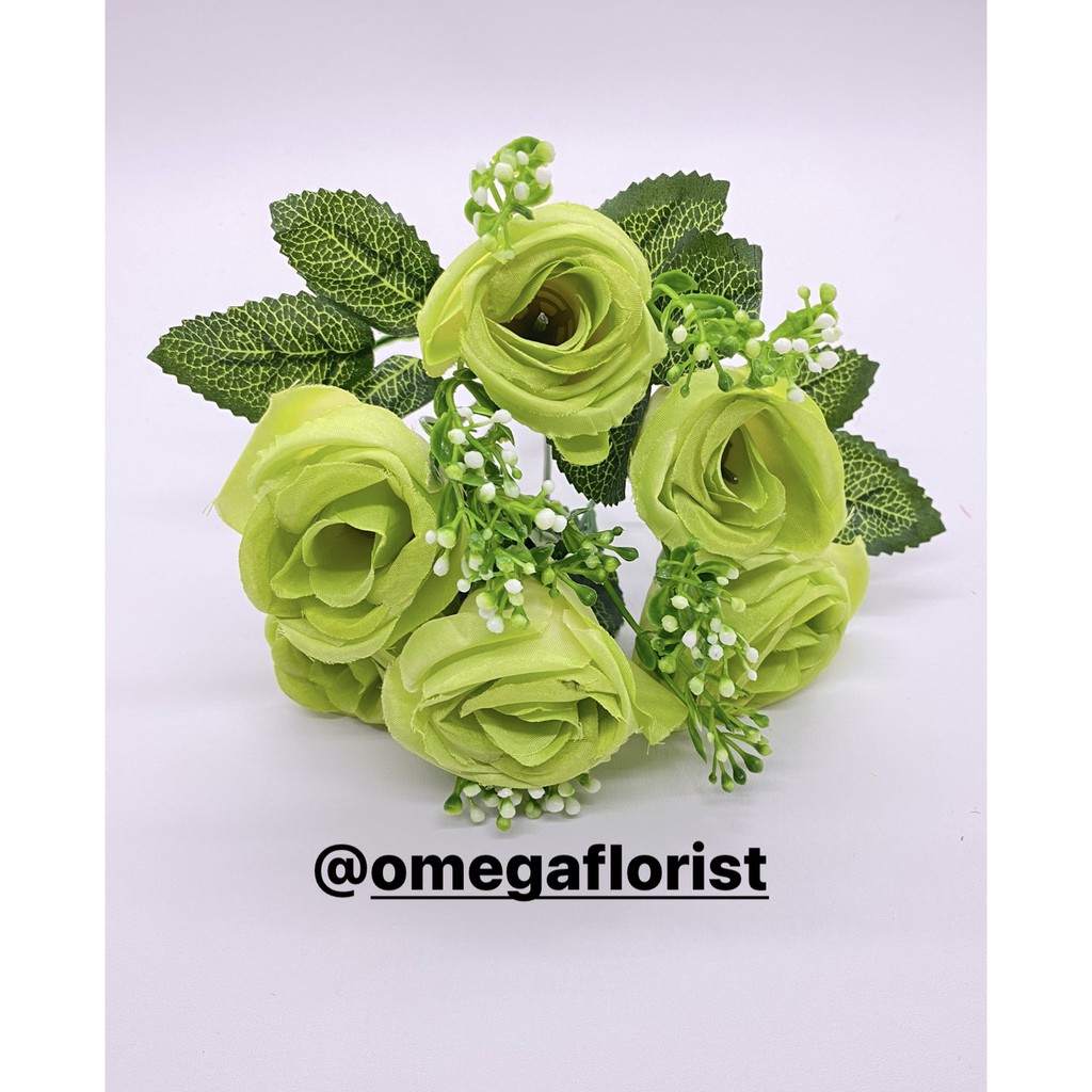 Bunga Kuncup Tropis Rose Artificial Bunga Artificial/Bunga Plastik/Bunga Dekorasi/Dekorasi Pernikahan/Pernikahan-Hijau