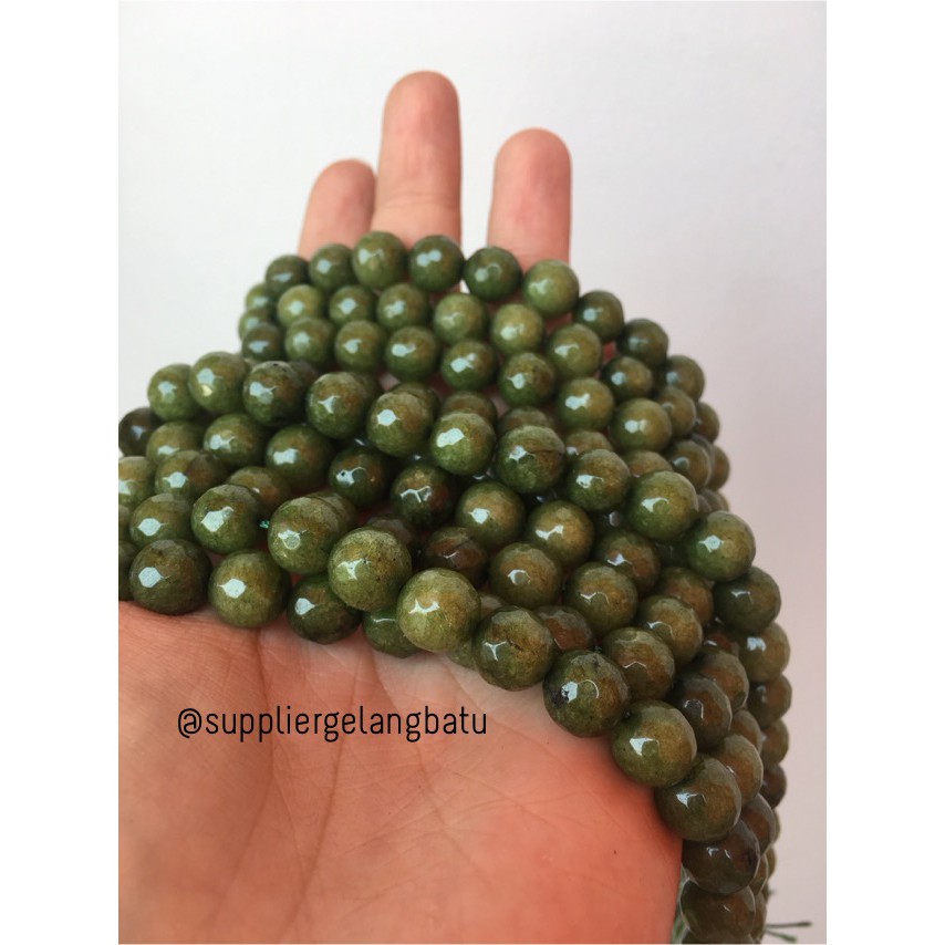 batu beads CUTTING 10mm moss agate hijau kilap grade A aksesoris korea FACETED aksesoris kilap craft