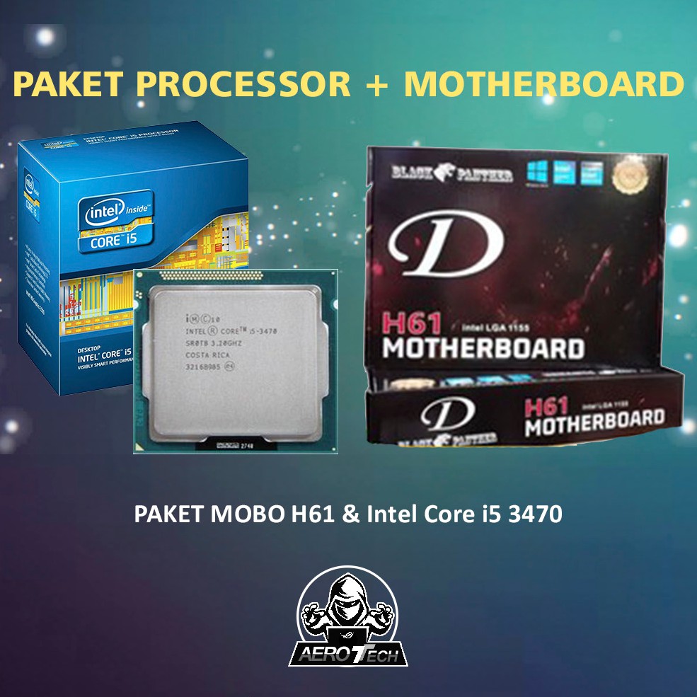 PAKET MOBO H61 | INTEL I5 3470 | RAM 8 GB | HDD 500 GB | SSD 128 GB SIAP PAKAI