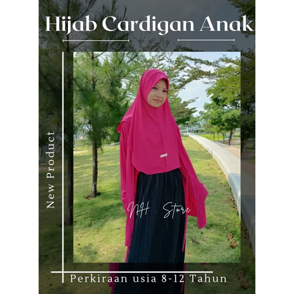 Hijab Cardigan instan Anak praktis tinggal pakai, kerudung instan anak,Baju muslim umur 7 sampai 13 tahun