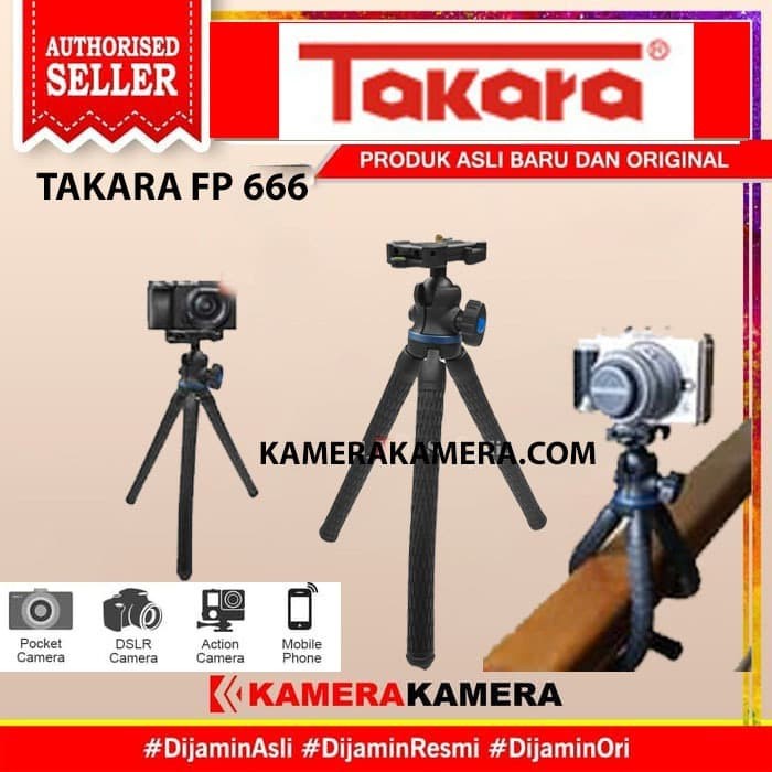 Tripod Mini Takara FP-666 Ballhead Gorillapod Camera DSLR/Smartphone(U9D2) Tripod 1m + Holder U Univ