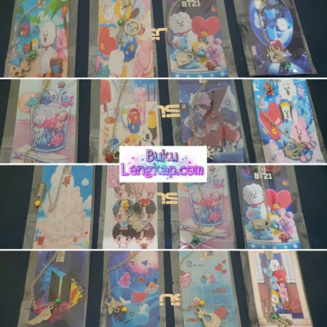 

Bookmark / pembatas buku rantai krincingan / lonceng BT21 / BTS 02
