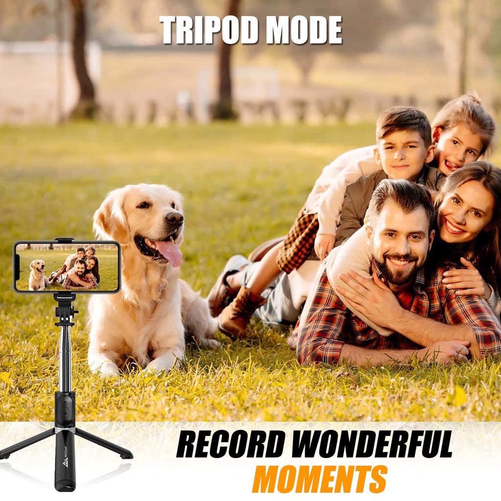 WeCool S2 Bluetooth Extendable Selfie Stick Tongkat Selfie Bluetooth yang Dapat Diperpanjang dengan Remote Nirkabel Panjang 103 Cms Tongkat Selfie Dapat Disesuaikan dan Dapat Diputar Desain Kompatibel untuk iPhone dan Semua all phones