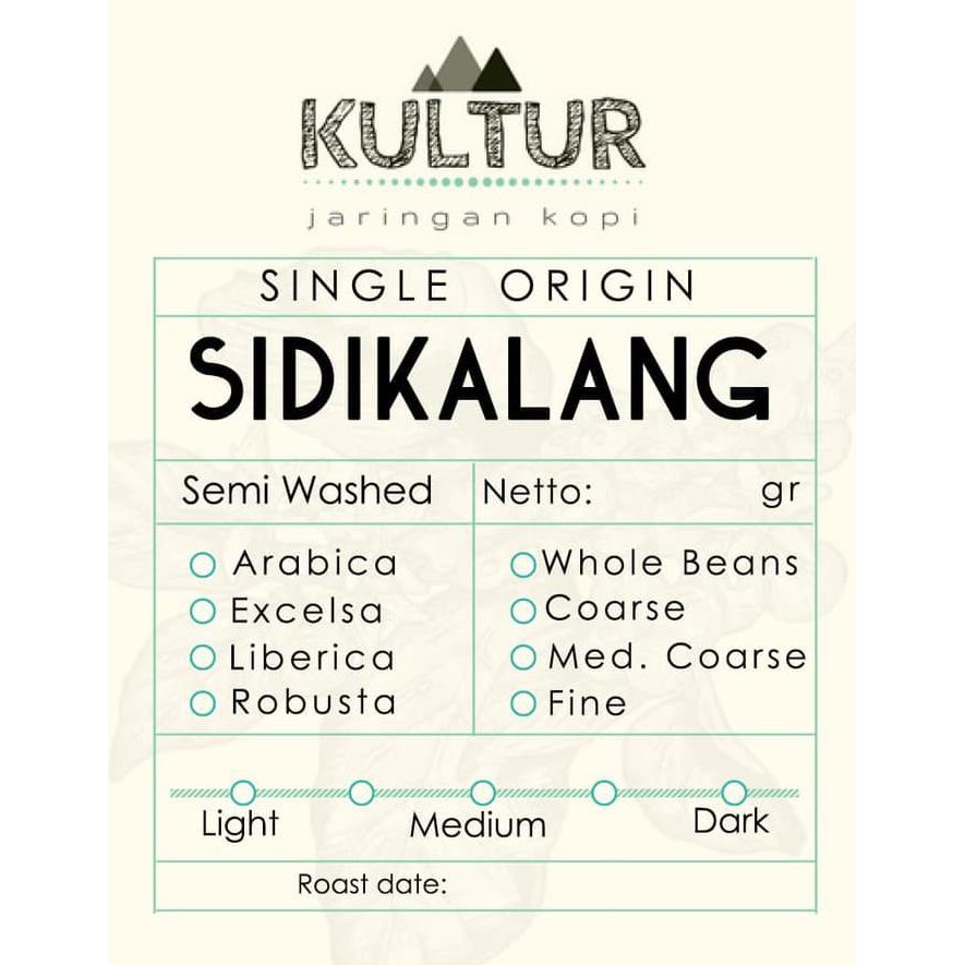 

COFFEE BEAN BIJI KOPI ARABIKA SIDIKALANG PREMIUM 250 GR - BEANS, MEDIUM ROAST