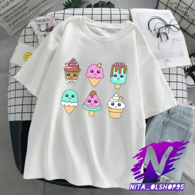 kaos ice cream baju kaos anak ice cream animasi kartun