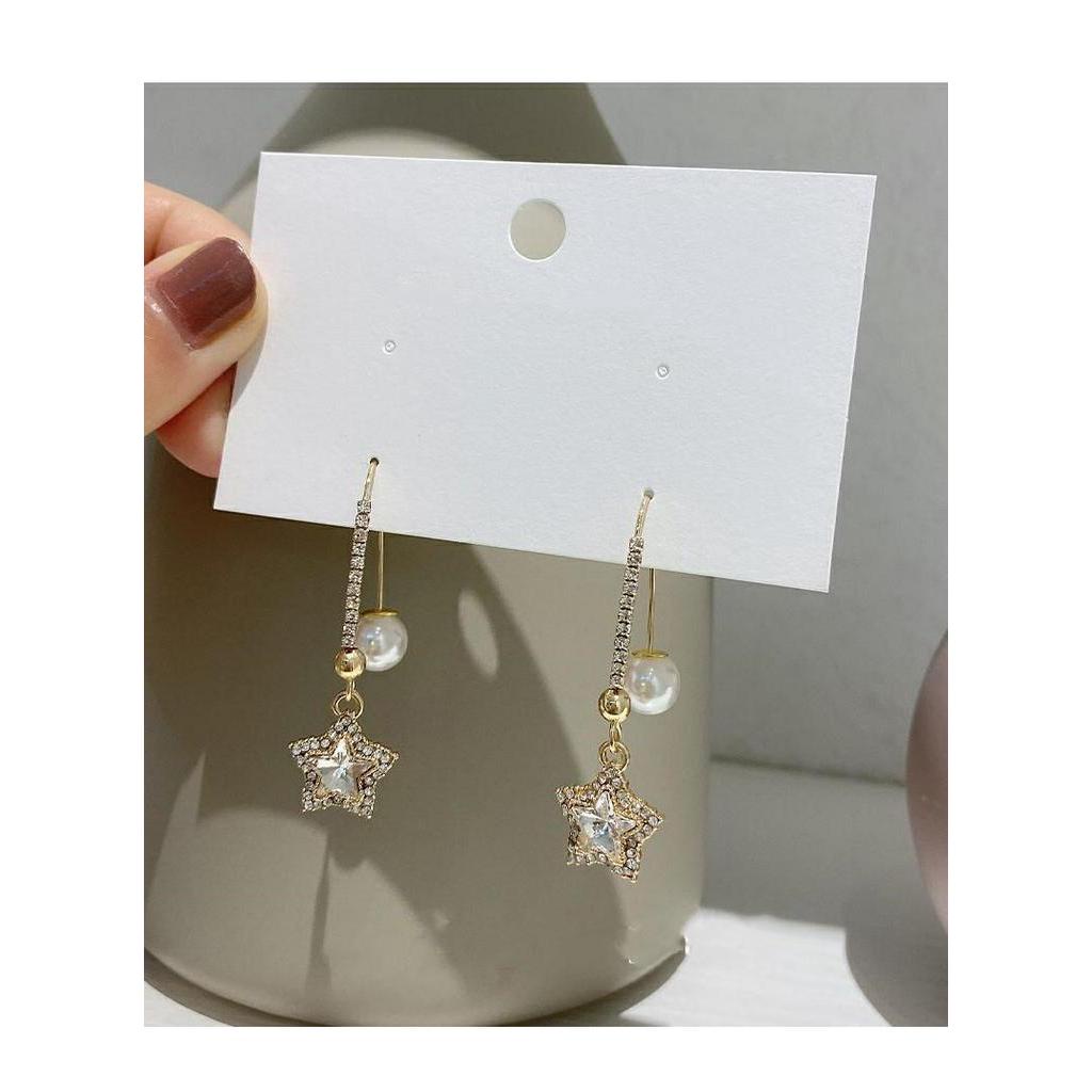 Anting Kait Desain Bintang Aksen Mutiara Dan Berlian Imitasi Gaya Korea
