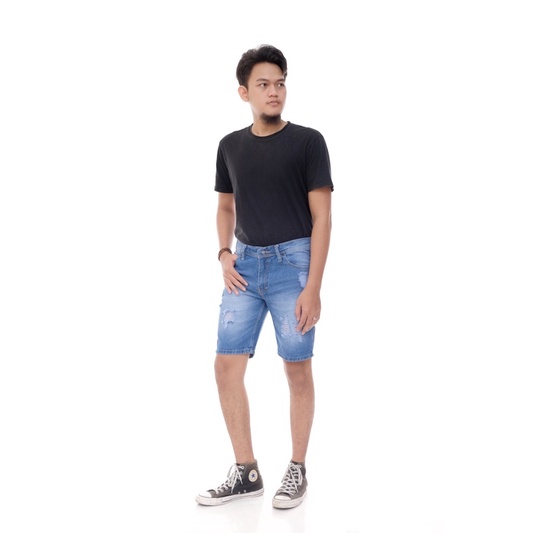 CELANA JEANS PENDEK SOBEK PRIA WASHING SNOW PREMIUM ORIGINAL RNO (C0D!)