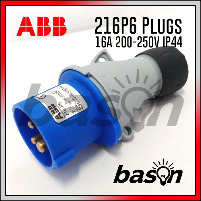 ABB Plugs 216P6 - 16A 200-250V IP44 2P+E | Blue