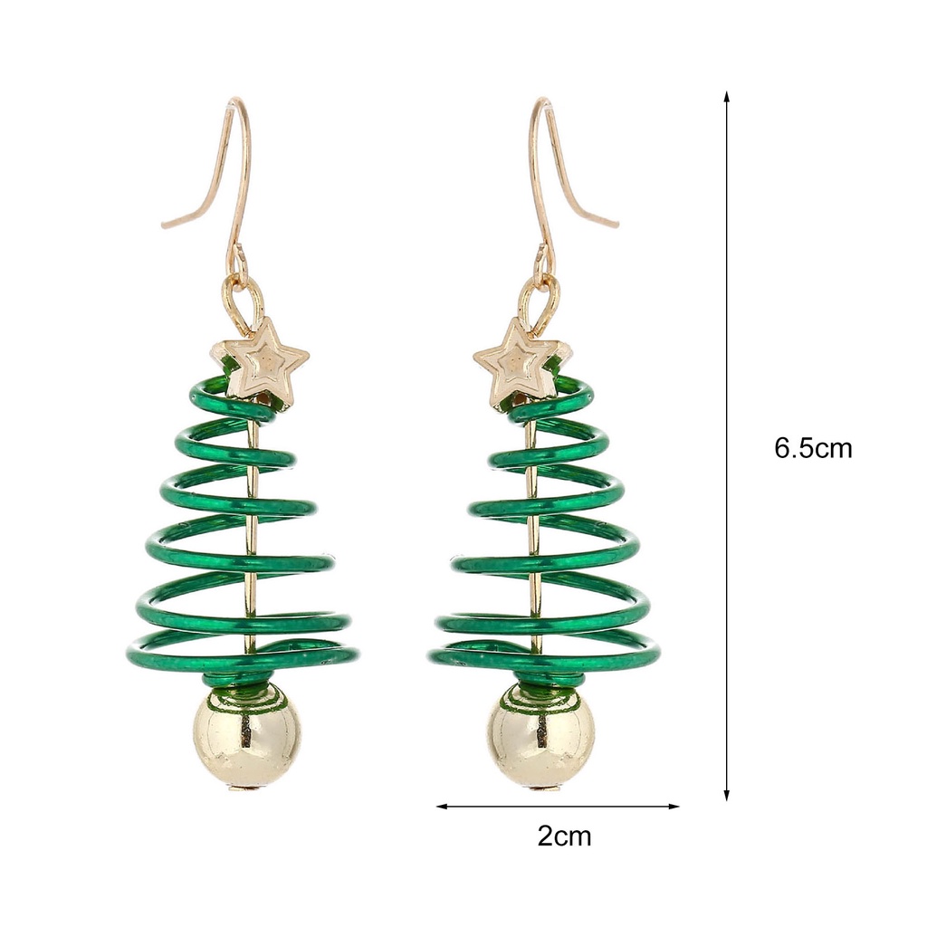 Hu Hu Hu Hu Hu Alat Bantu Pasang Kacamata♡ 1 Pasang Anting Juntai Bentuk Pohon Natal Bahan Metal Untuk Wanita