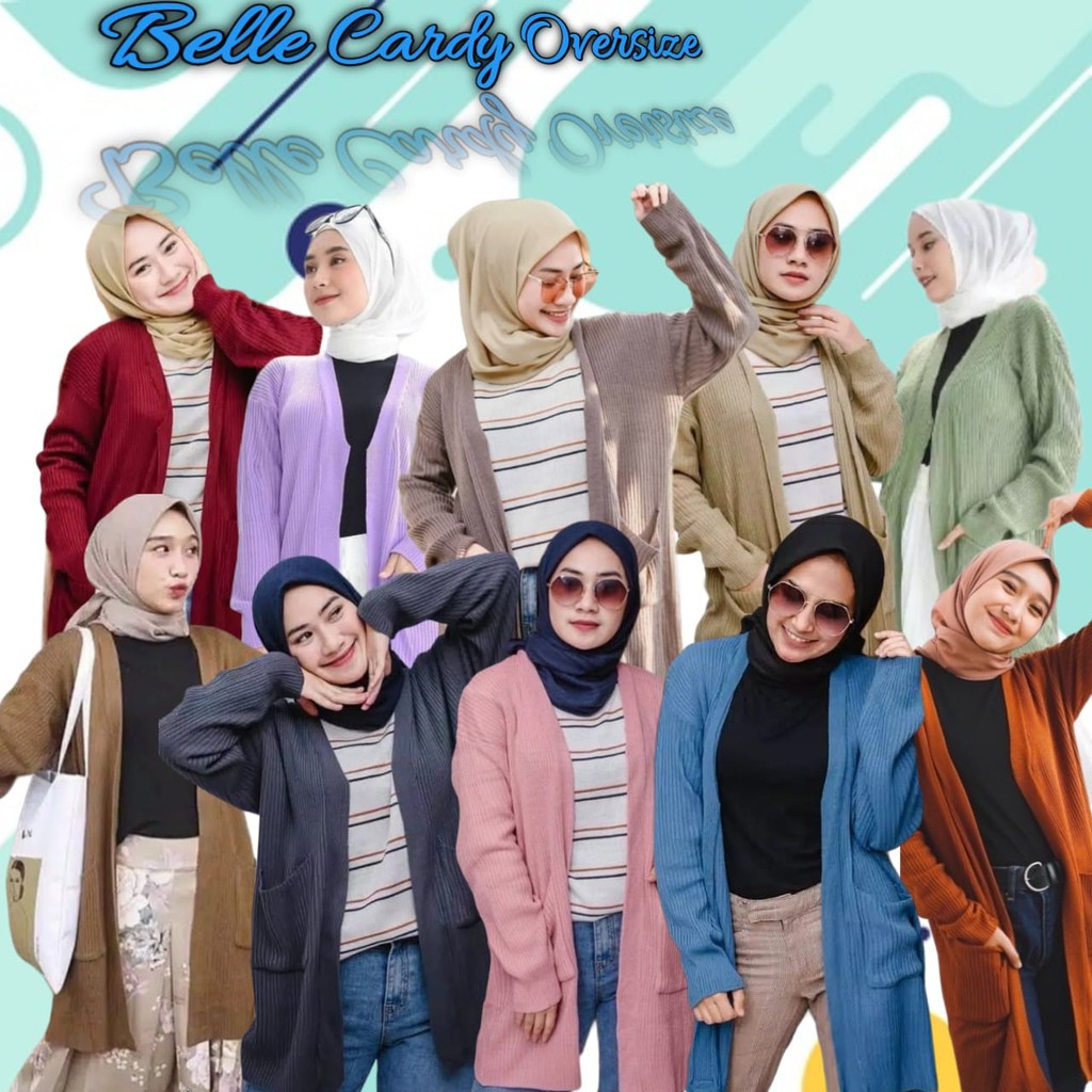 MN Cardigan Wanita Rajut Halus Long Cardigan BELLE OVERSIZE / Kardigan Rajut Panjang / Gardigan Raju