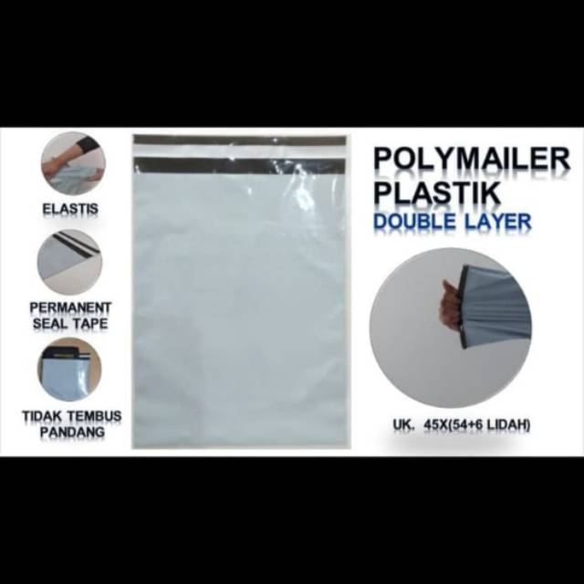 

Polymailer Uk 45x(54+6 LIDAH)/[100 pcs] Amplop Plastik Glossy