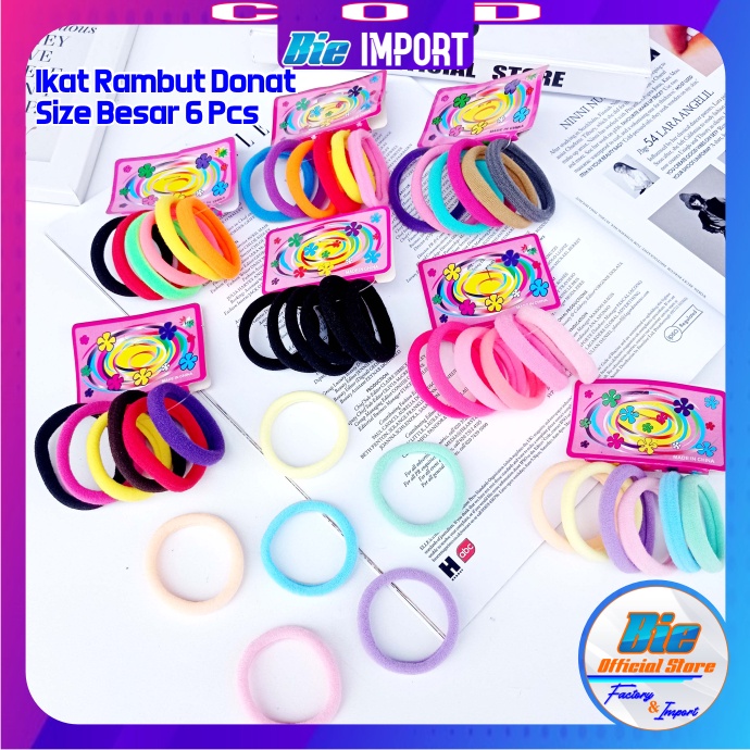 6 Pcs IKAT RAMBUT KOREA BESAR IMPOR DONAT PREMIUM 45mm