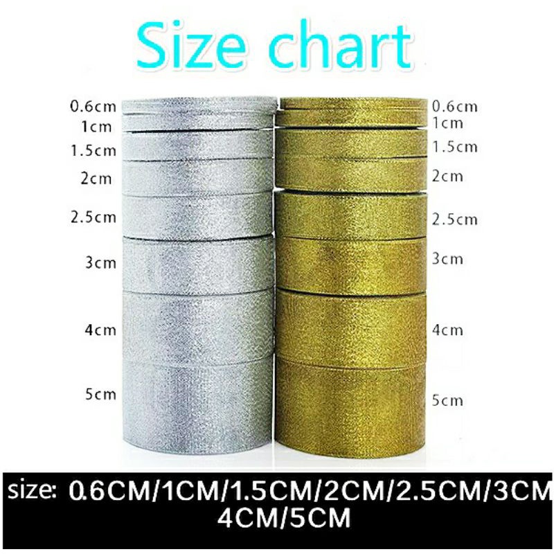 Pita Metalik Gold Silver Emas Perak 1/8&quot; atau 3mm