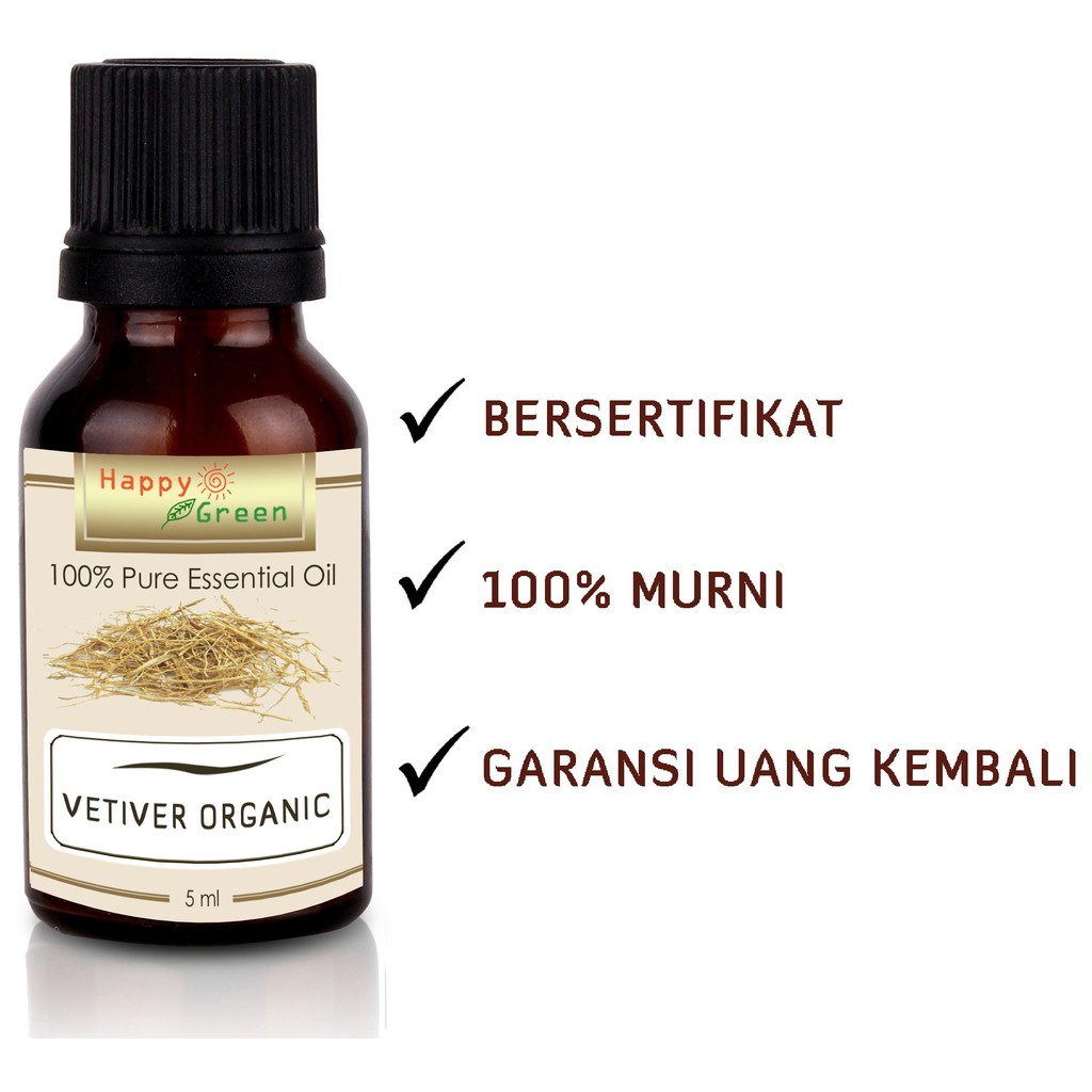 Happy Green ORGANIC Vetiver Essential Oil - Minyak Atsiri Vetiver Haiti100%