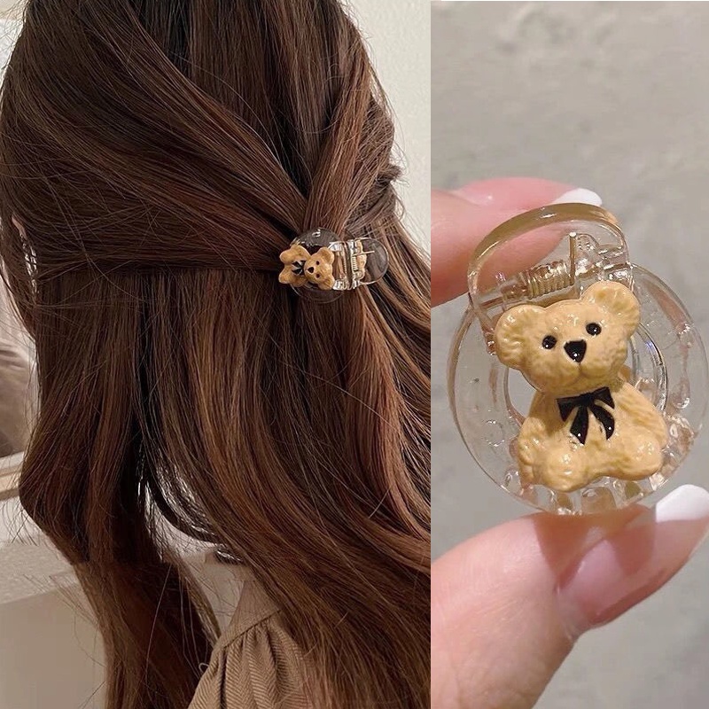 Retro Jepit Rambut 3D Double Little Bear Mini Acrylic Hair Claw Clips for Girls Kids Bobby Pin Small Hairpin ANTOP