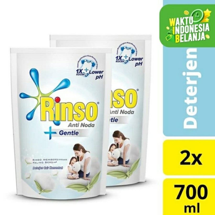 Premium (Mount) RINSO Anti Noda Detergen Cair Konsentrat Gentle 700 Ml Twin Pack